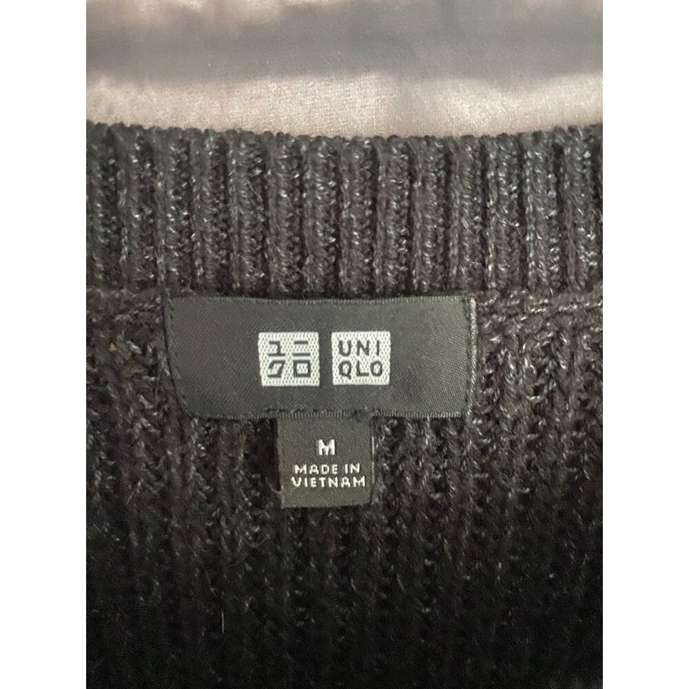 Uniqlo Charcoal Chunky Knit Crew Neck Sweater Vest M - Picture 2 of 4